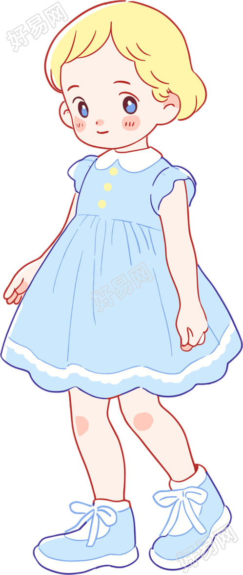可爱小女孩简约插画设计素材