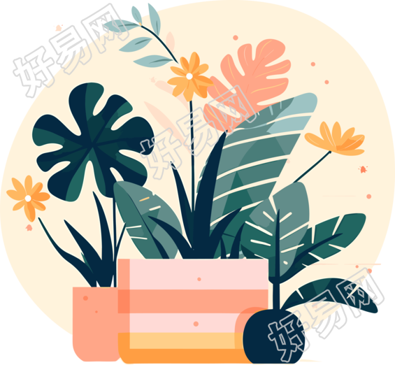 植物收藏风格的扁平插图图形素材