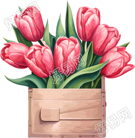 花朵信封插画素材