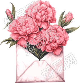 粉色康乃馨花束插画