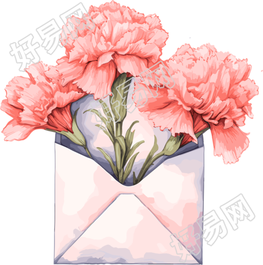 鲜粉色康乃馨花束插图