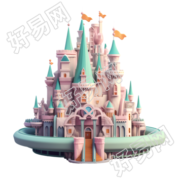 粉彩旋转乐园场景插画