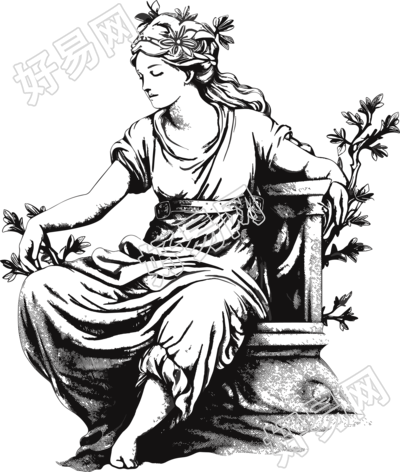 人物黑白矢量插画