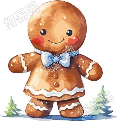 圣诞插画具有冬青的姜饼人插画