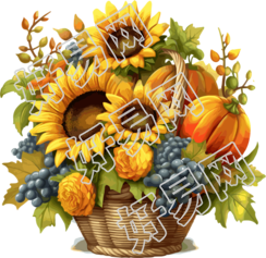 感恩节丰收篮子与向日葵