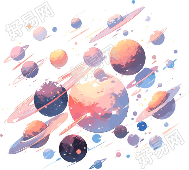 太空行星扁平向量插图