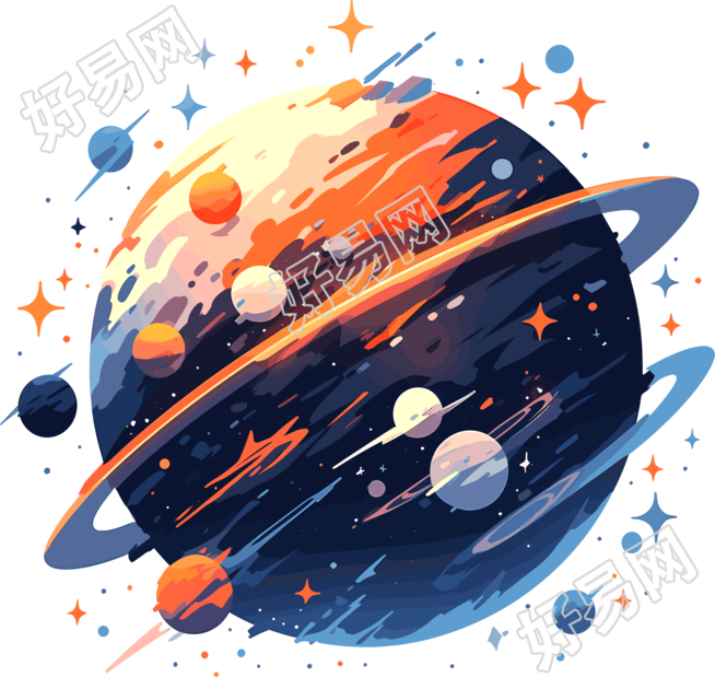 星球平面矢量插图