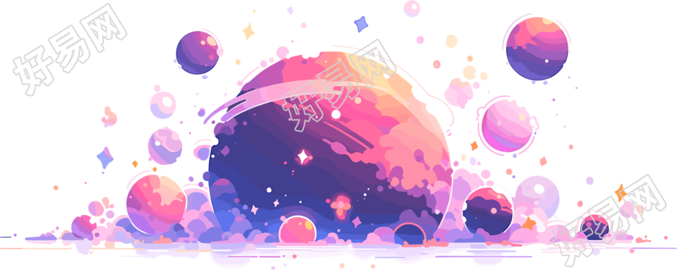 空间星球平面矢量插图