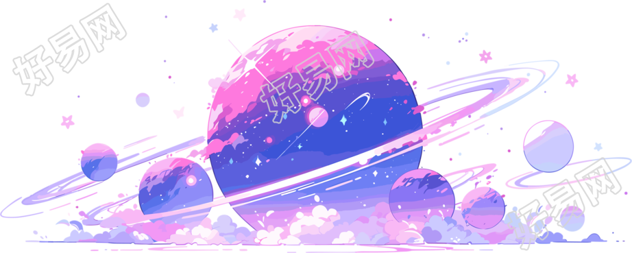 太空行星平面矢量插图