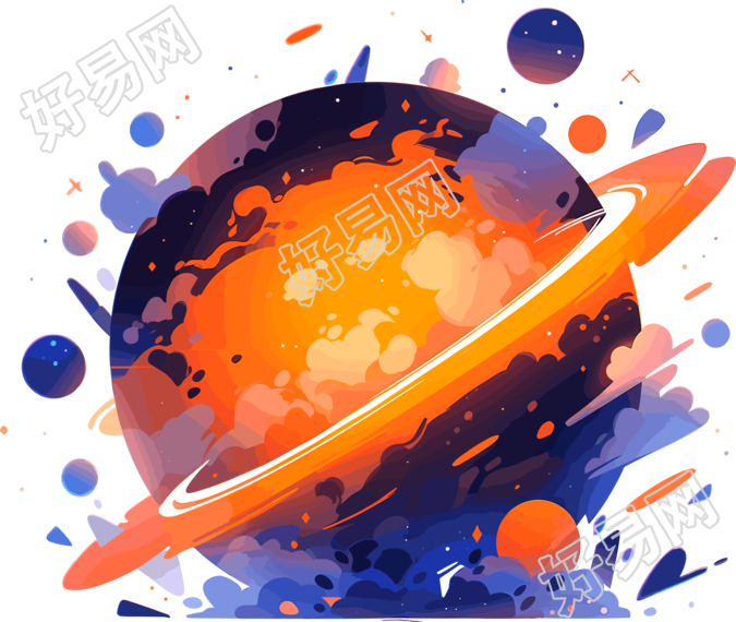 太空行星平面矢量插图