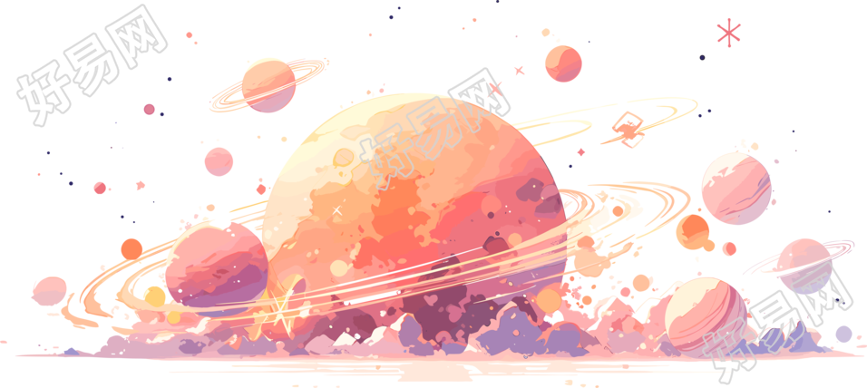 太空星球平面矢量插画