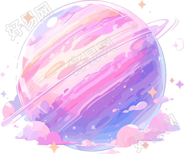 空间星球平面矢量插画