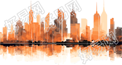 橙色城市天际线PNG图形素材