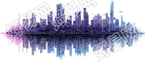 橙色城市天际线图案