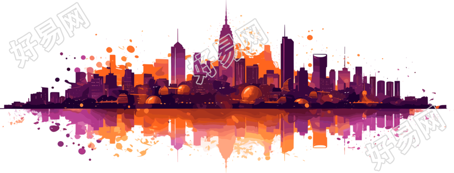 橙色城市天际线图