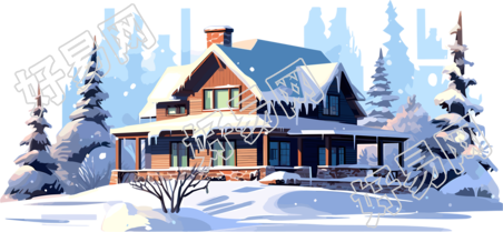 冰雪小屋2D平面图商业插图