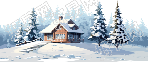 雪地小屋2D平面图插图