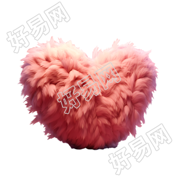 红色绒布三维心形戴王冠元素