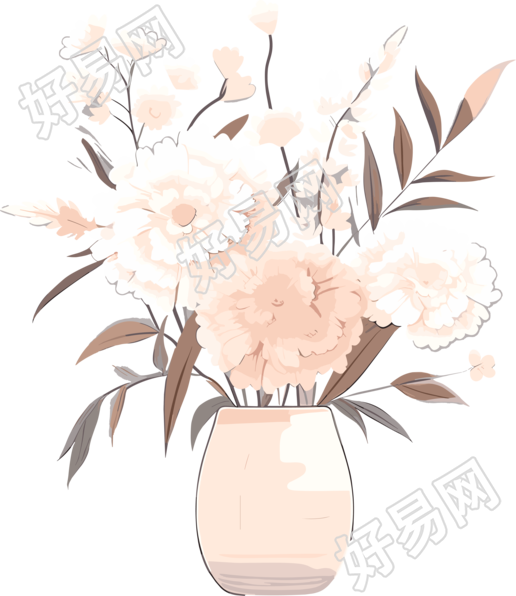 花朵素材简约线条插画设计元素