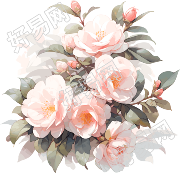 粉色玫瑰花插画设计素材