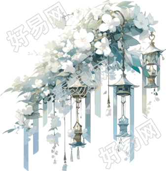 风铃花卉的水彩画作品