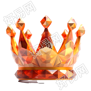 3D透明玻璃材质的金色皇冠