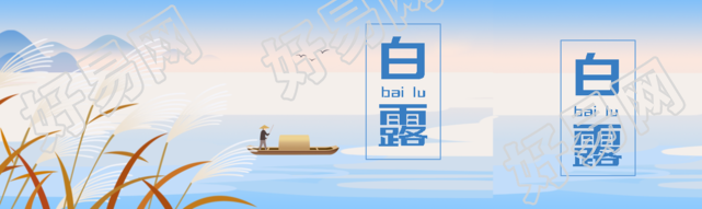 国风白露节气黄色芦苇创意公众号封面图