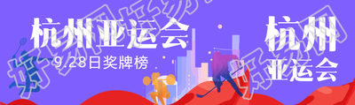 彩色城市剪影杭州亚运会奖牌榜公众号封面图
