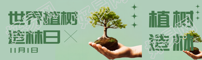 11月1日世界植树造林日纯色简约公众号封面图