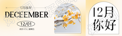 弥散风12月你好唯美腊梅公众号封面图