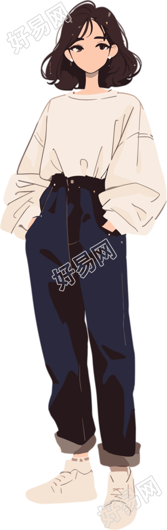 女孩简约手账贴纸素材