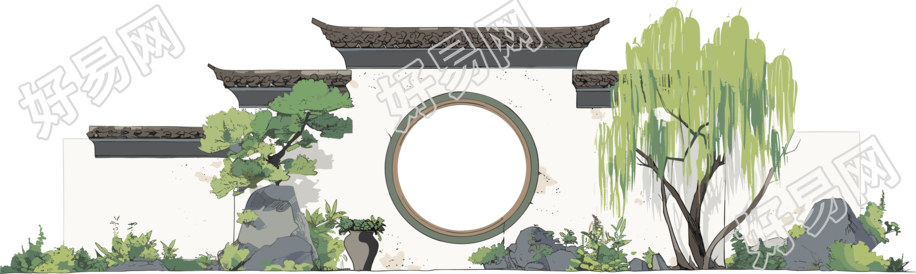 国风建筑插图设计素材