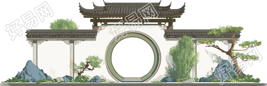 国风建筑可商用插画