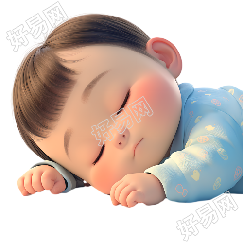 睡觉婴儿3D插图