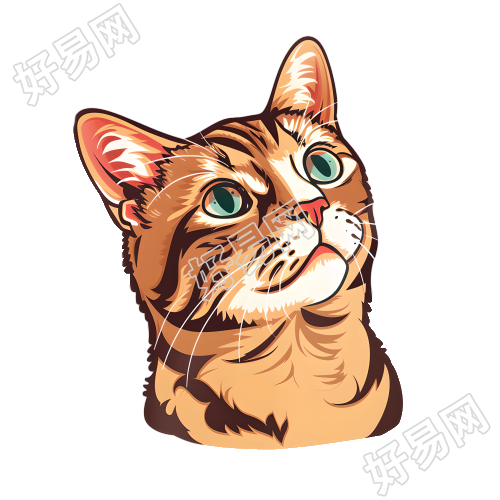 复古贴纸装饰猫咪素材