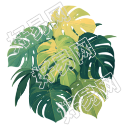 复古贴纸大叶片PNG插画