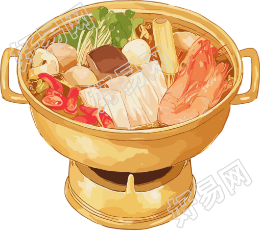 铜火锅商用插画