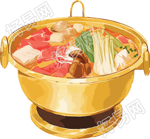 铜火锅插画素材