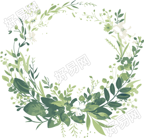 鲜花边框浅绿色插画