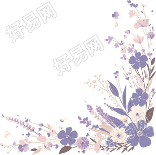 鲜花边框浅紫色插画