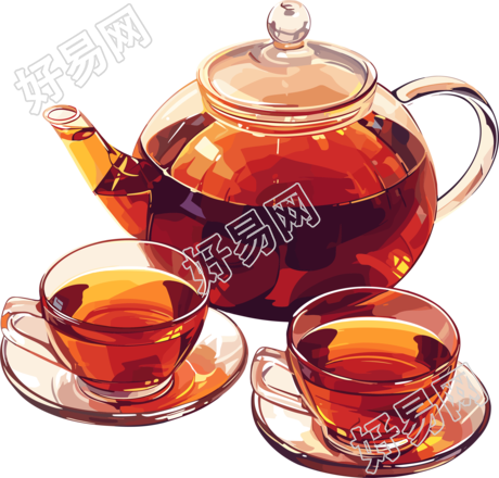 红茶简约扁平插画