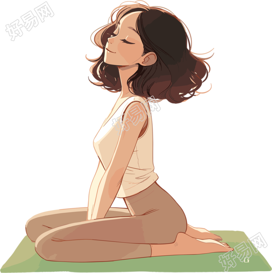 瑜伽女孩卡通插画