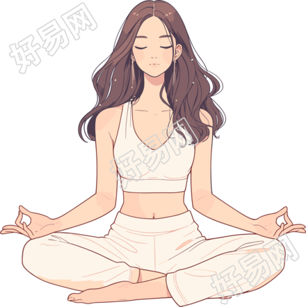 瑜伽女孩简约风格插画
