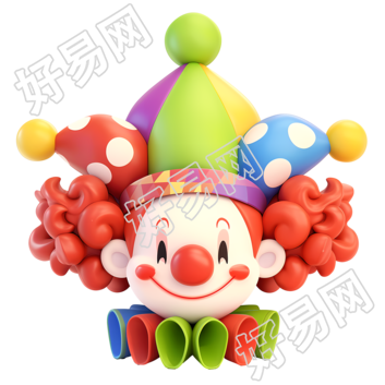 3D小丑卡通插图
