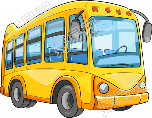 卡通巴士透明背景插图