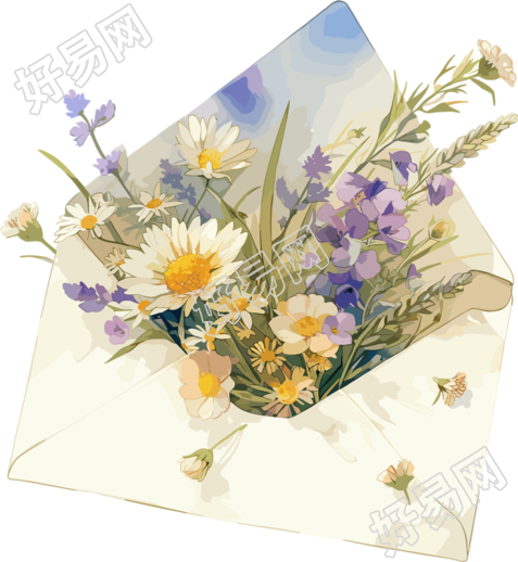 鲜花贺卡透明背景素材