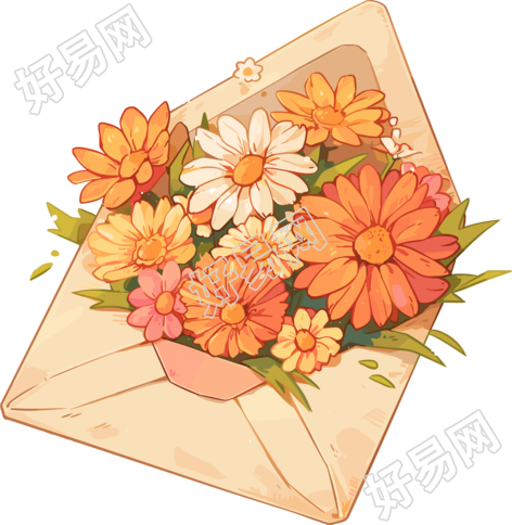 鲜花贺卡美感插图