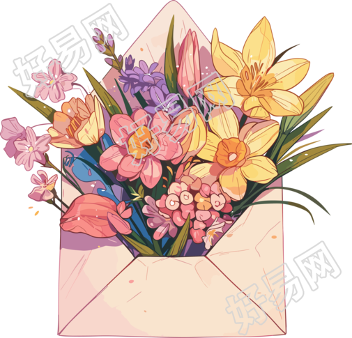 鲜花贺卡PNG商用素材