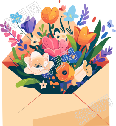 鲜花贺卡唯美插画
