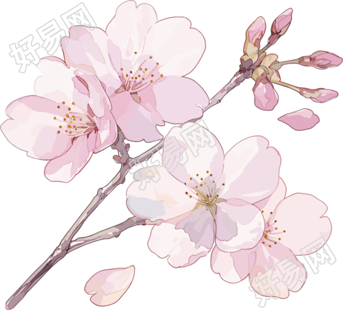 樱花花瓣可商用插画